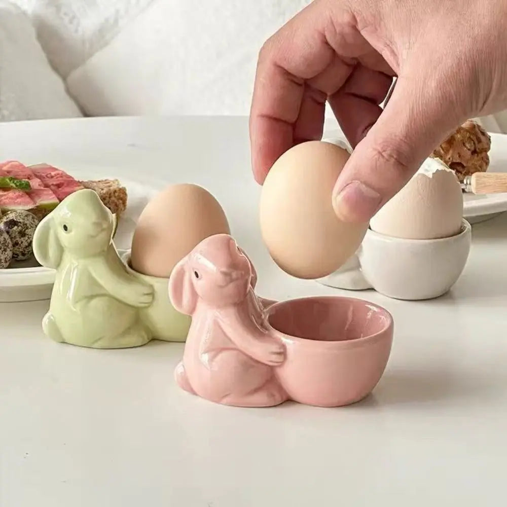 Ceramic Egg Cup Creative Egg Organizer Rabbit Egg