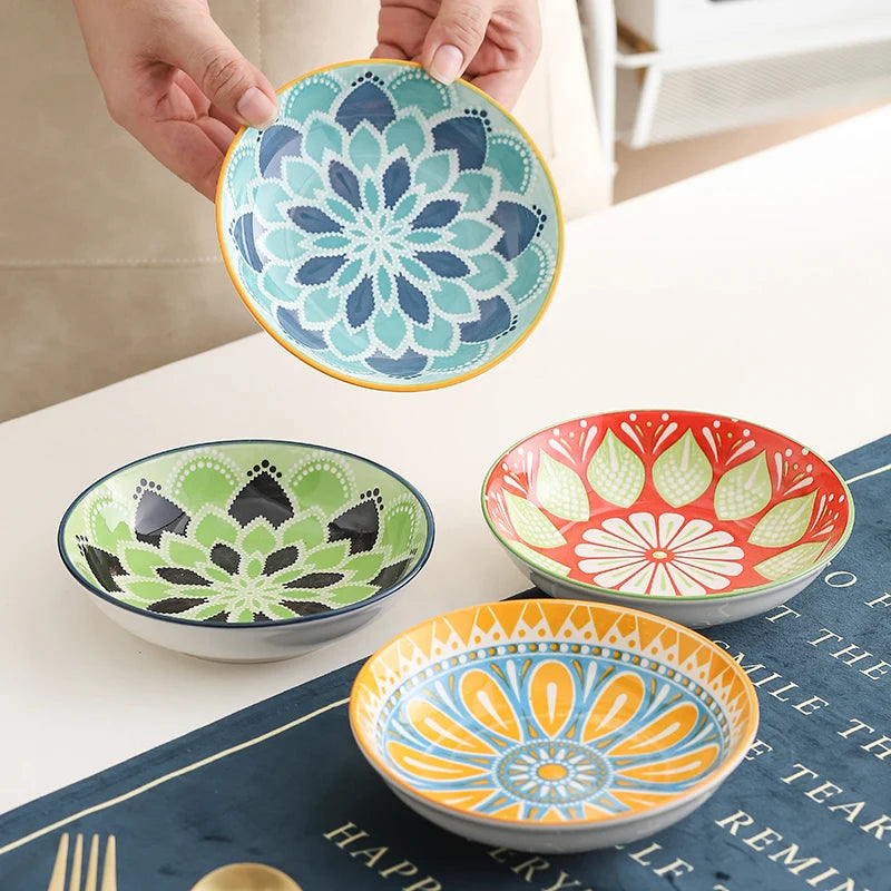 4pc Bohemian Ceramic Plate - Side Dish Appetizer