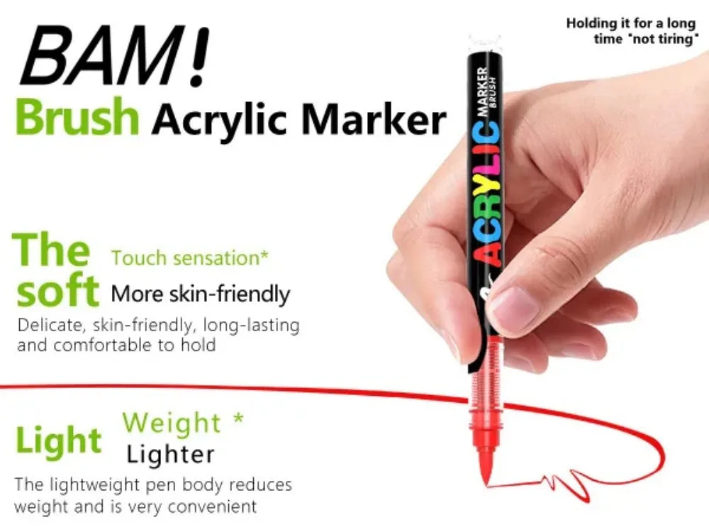 12-418 Colors Acrylic Paint Pen Markers Soft Brush