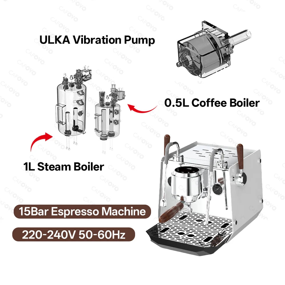 Cafovo E102 Commercial Semi-Automatic Espresso Machine Pid
