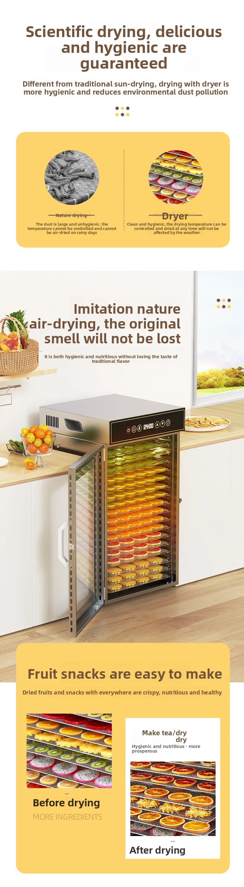 Premium 18-Tier Stainless Steel Food Dehydrator Commercial &