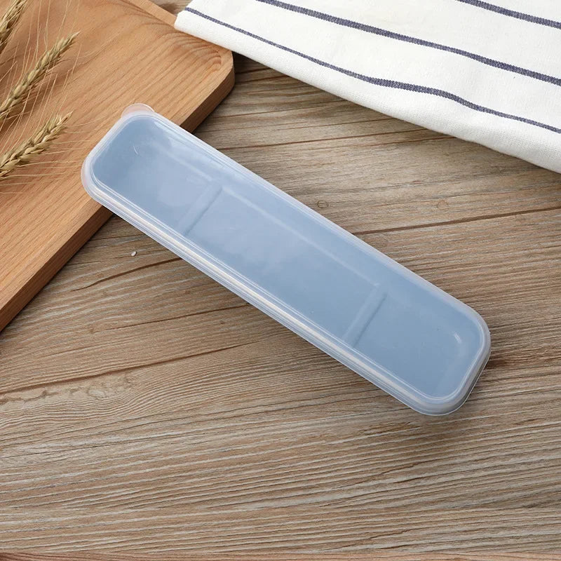 Travel Tableware Storage Box Transparent Cover Utensil Organizer