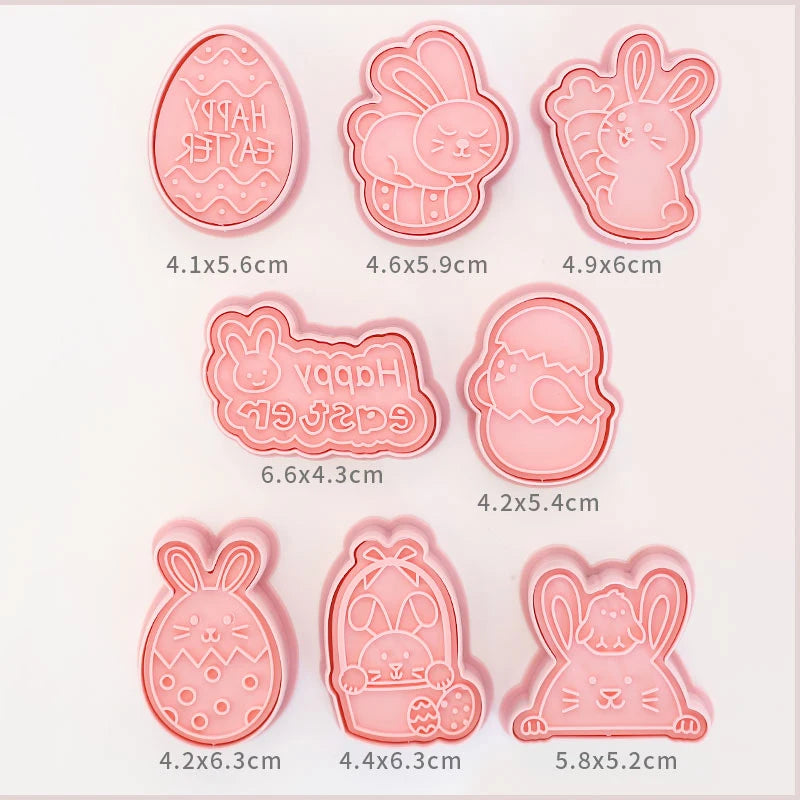 10pcs/Set Easter Cookie Cutters 3d Rabbit Egg Cartoon