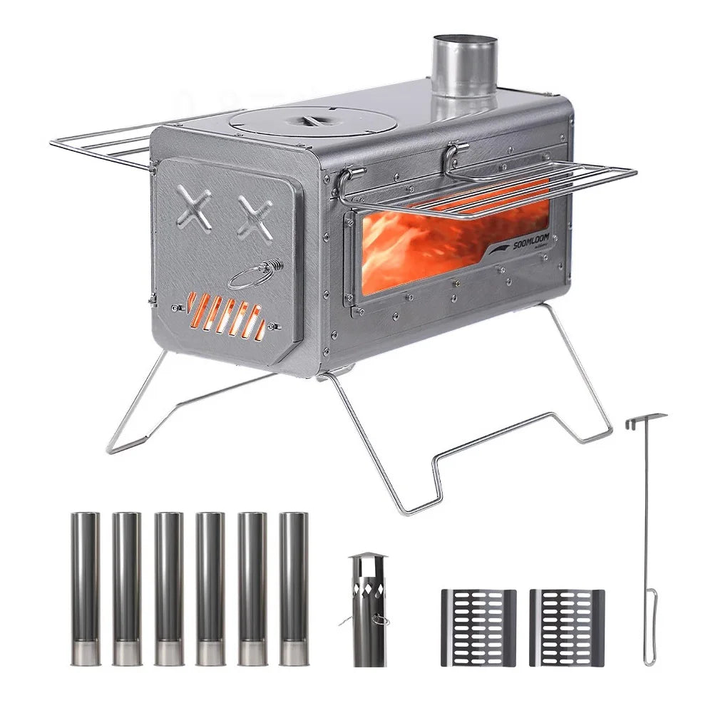 Soomloom Stainless Steel Firewood Stove Side Shelf Firewood