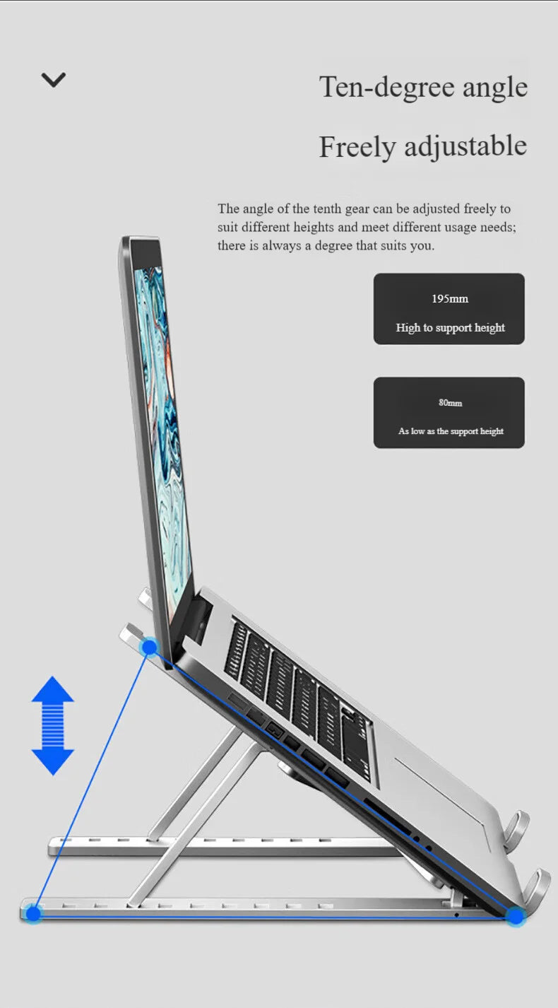 Laptop Stand Foldable Cooling Rack Height Increasing Tray