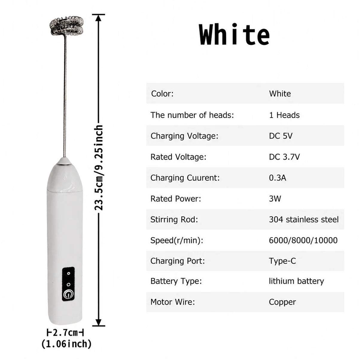 Electric Milk Frother Egg Beater Wireless Type-C Charging