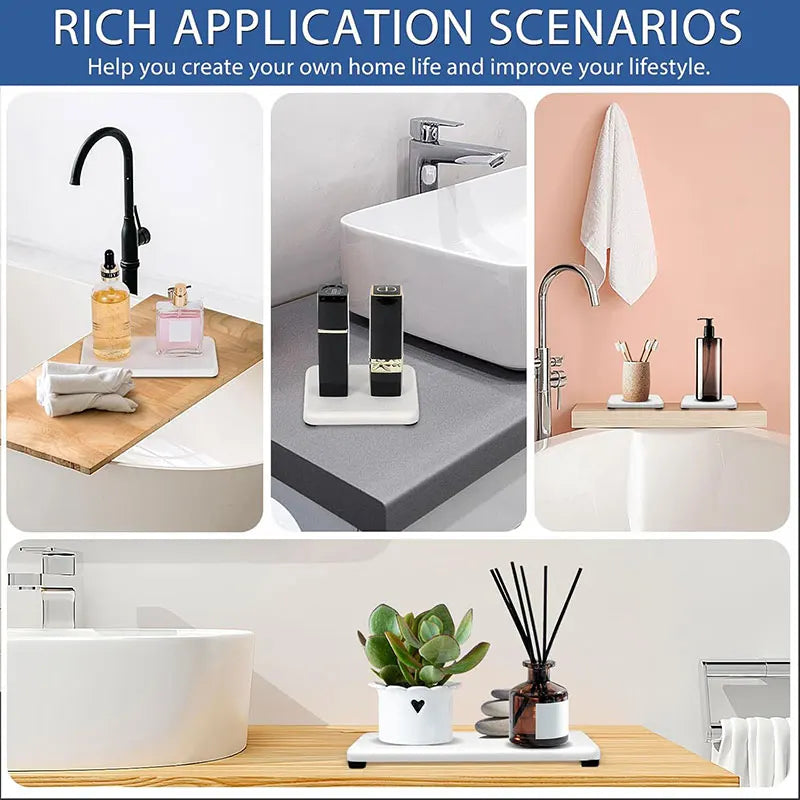 4pcs Water Absorbing Bathroom Sink Vanity Trays Diatomite