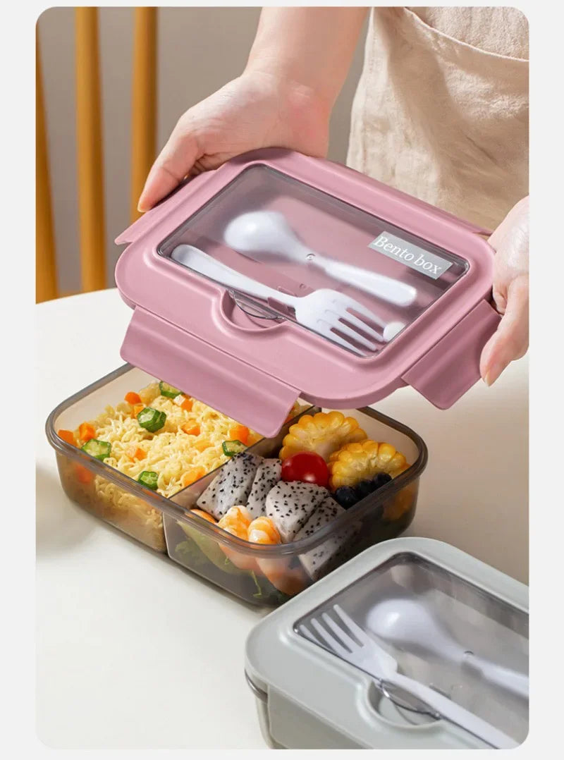 Lunch Box Tableware Office Workers Square Divided Microwave
