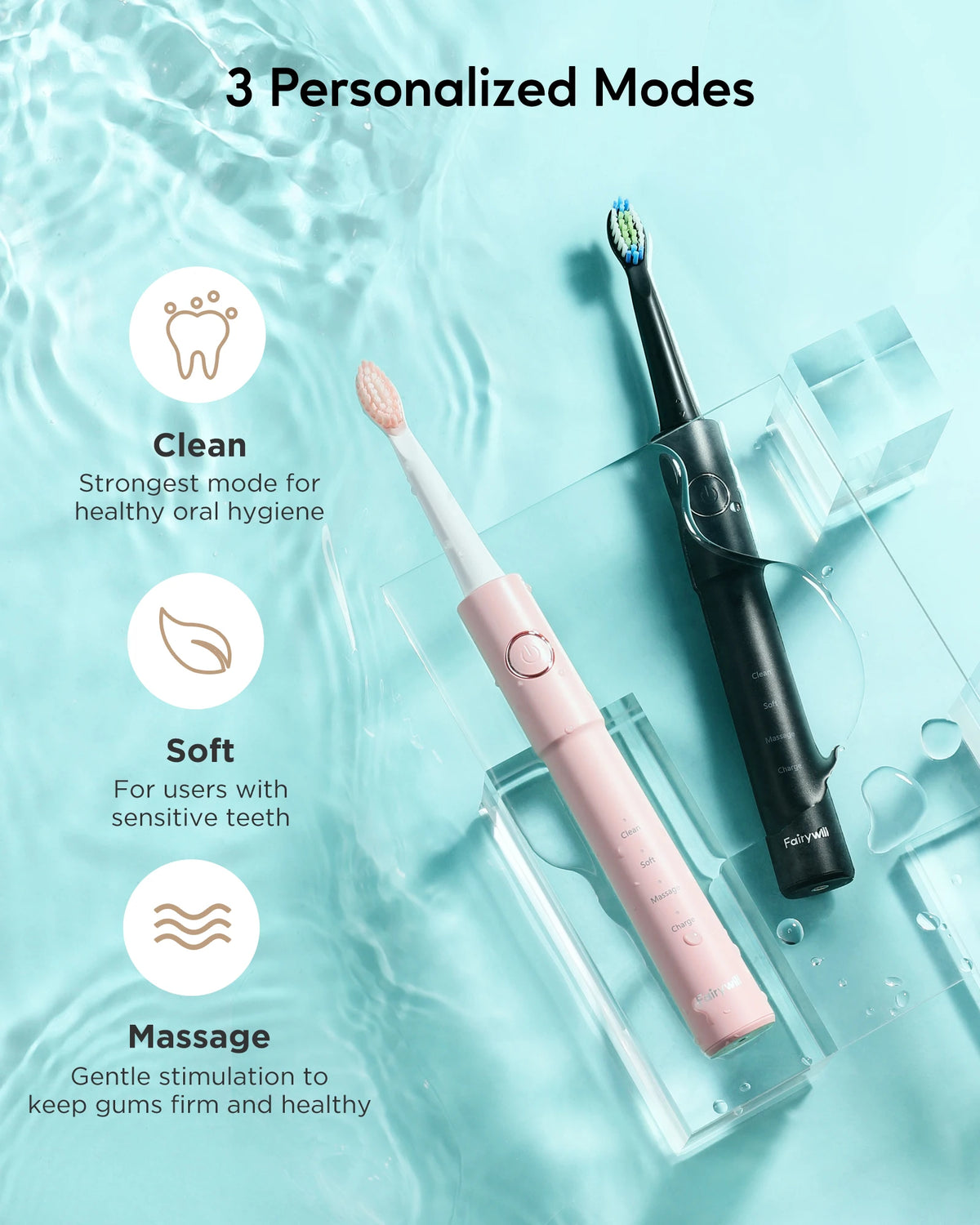 Fairywill Sonic Electric Toothbrush E11 Waterproof Usb Charge