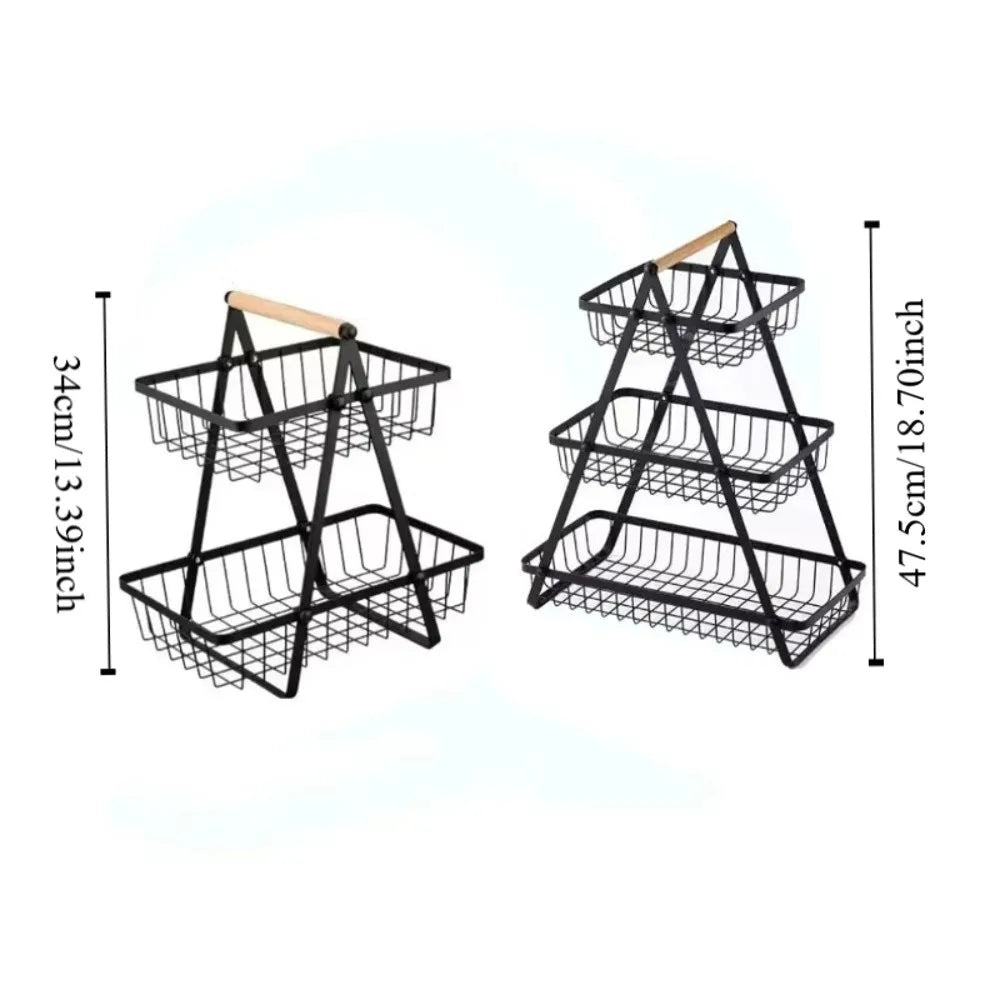 2-Tier Design Fruit Basket 3-Tiers Design Versatile Organizer