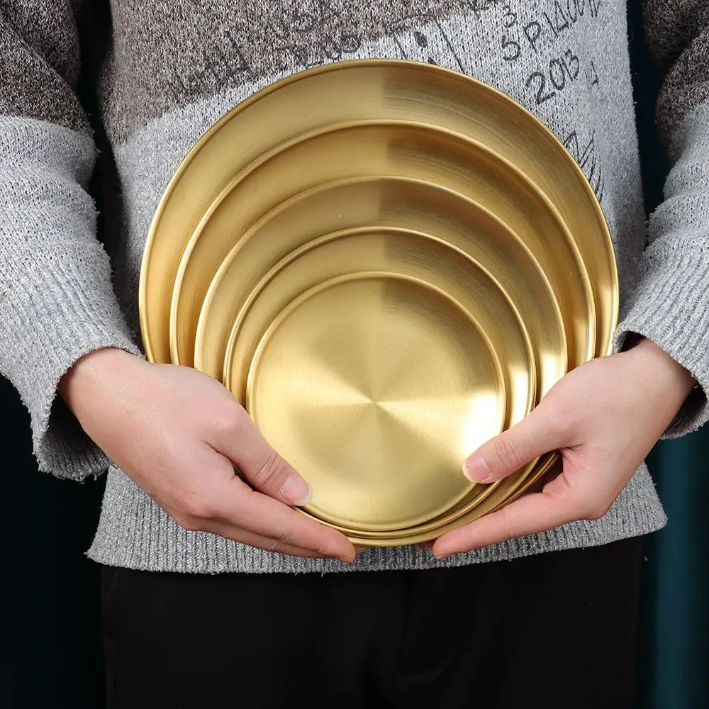 Stainless Steel Metal Dining Disc Round Bone Spitting