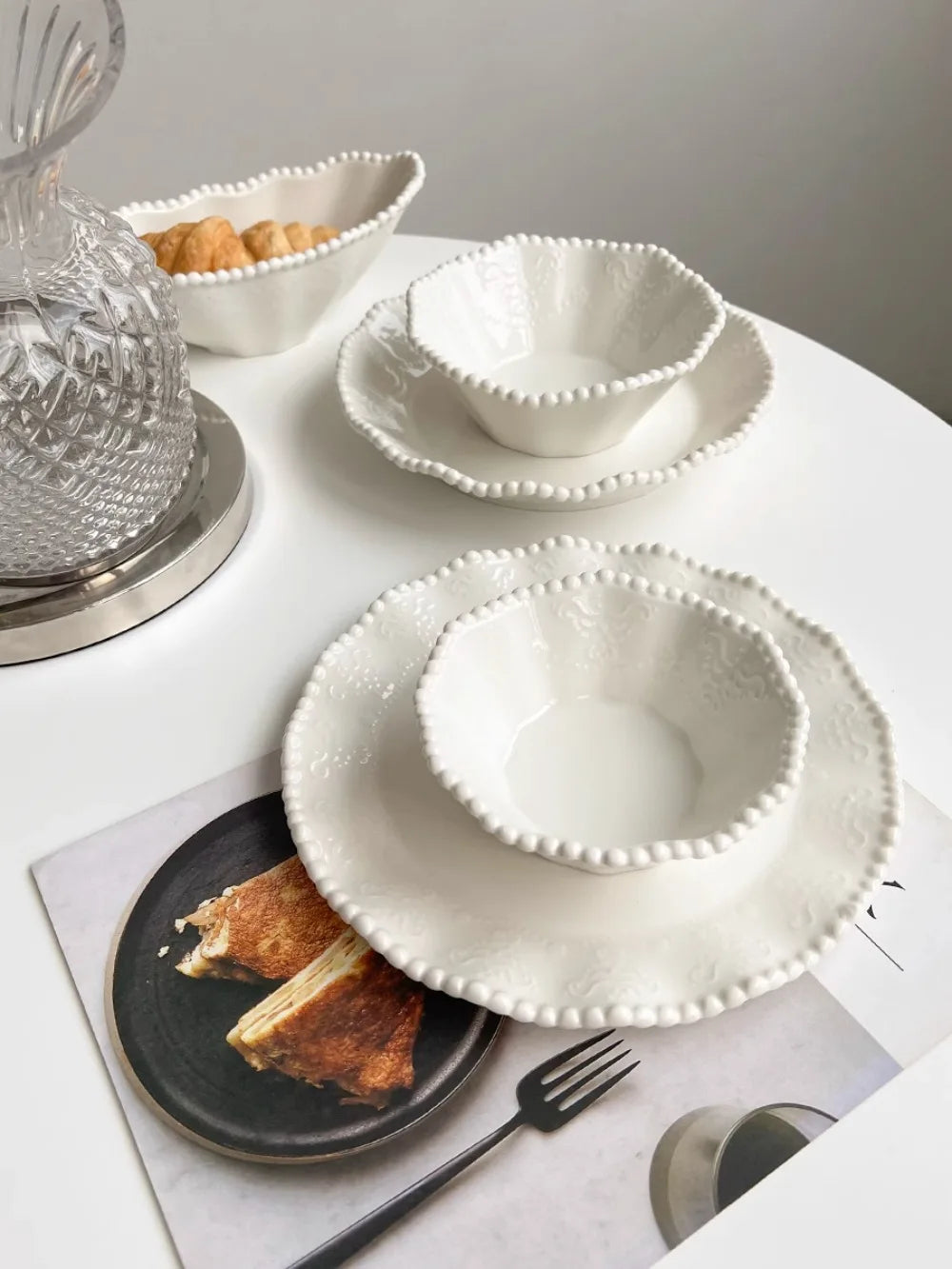 Ceramic Pearl Plates & Bowls - Practical Breakfast