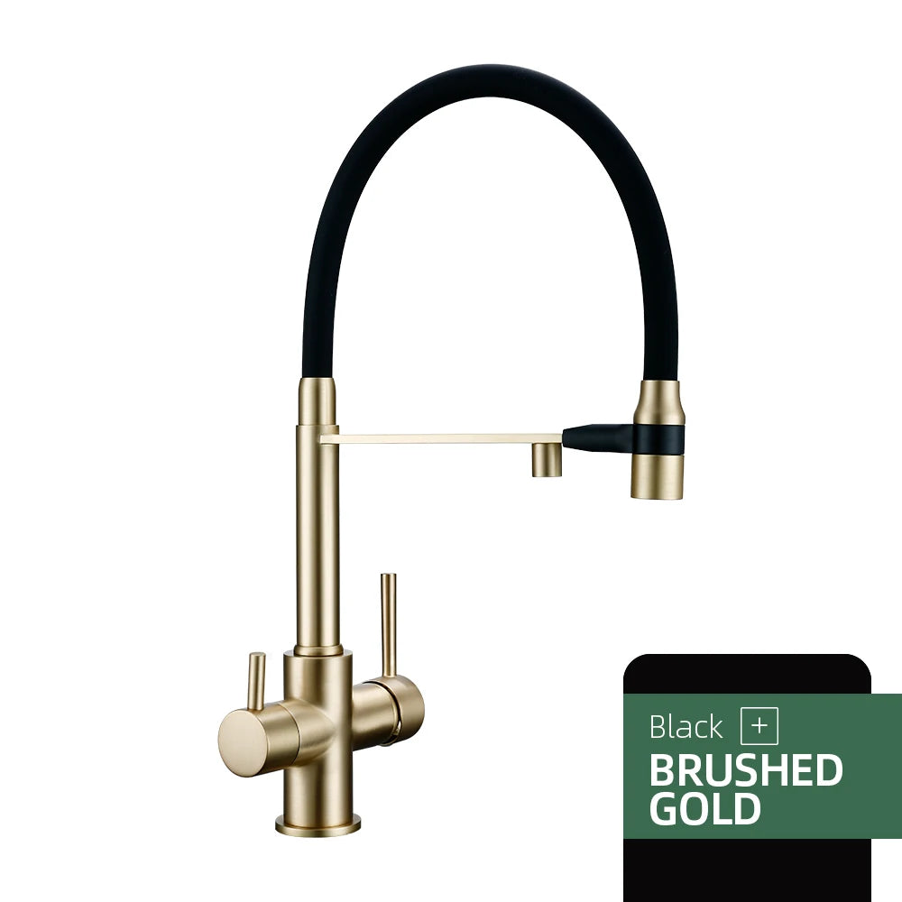 Gunmetal Faucet Brass Ways Sink Mixer Black Hose