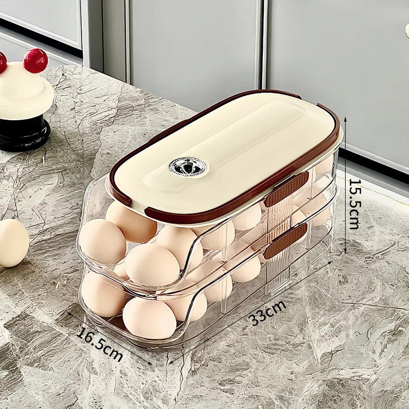 Auto Rolling Egg Holder Refrigerator Stackable Egg Storage