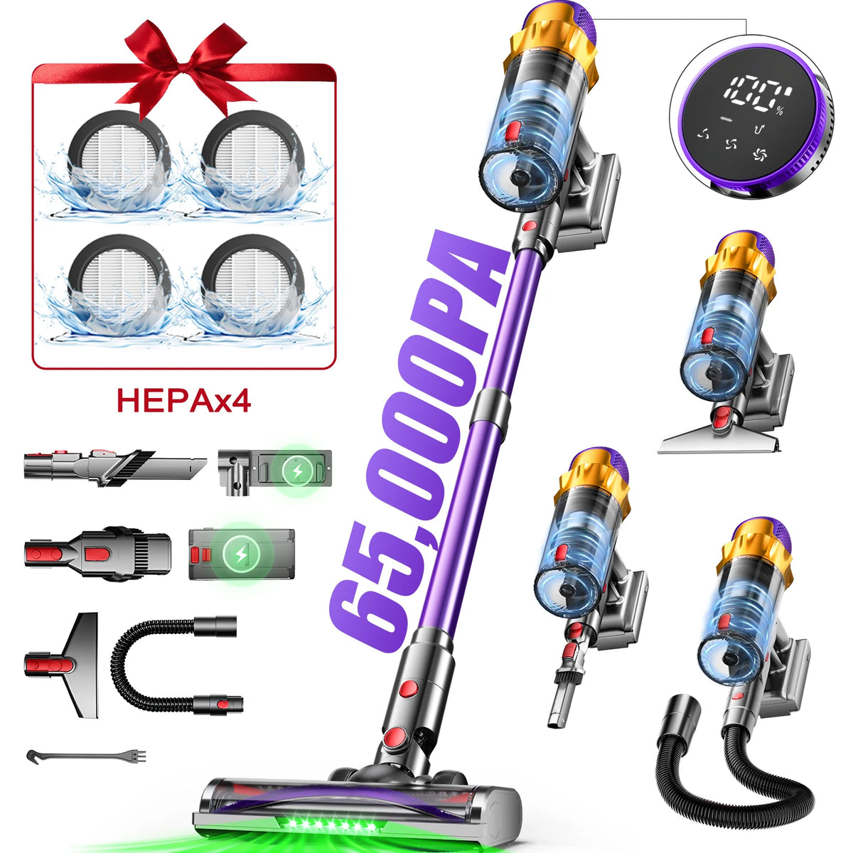 Daccormax Cordless Stick Vacuum Cleaner 65000pa 8-Layer Hepa