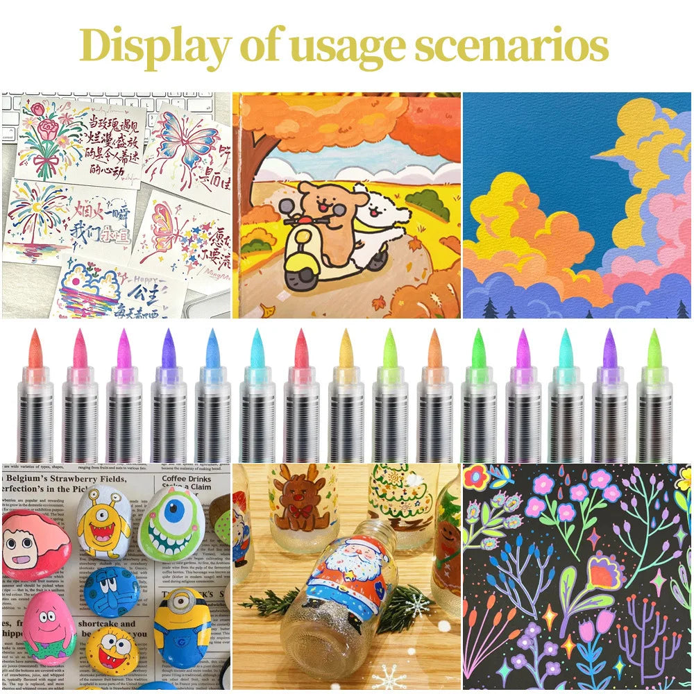 12-408 Colors Acrylic Paint Markers Flexible Brush Acrylic