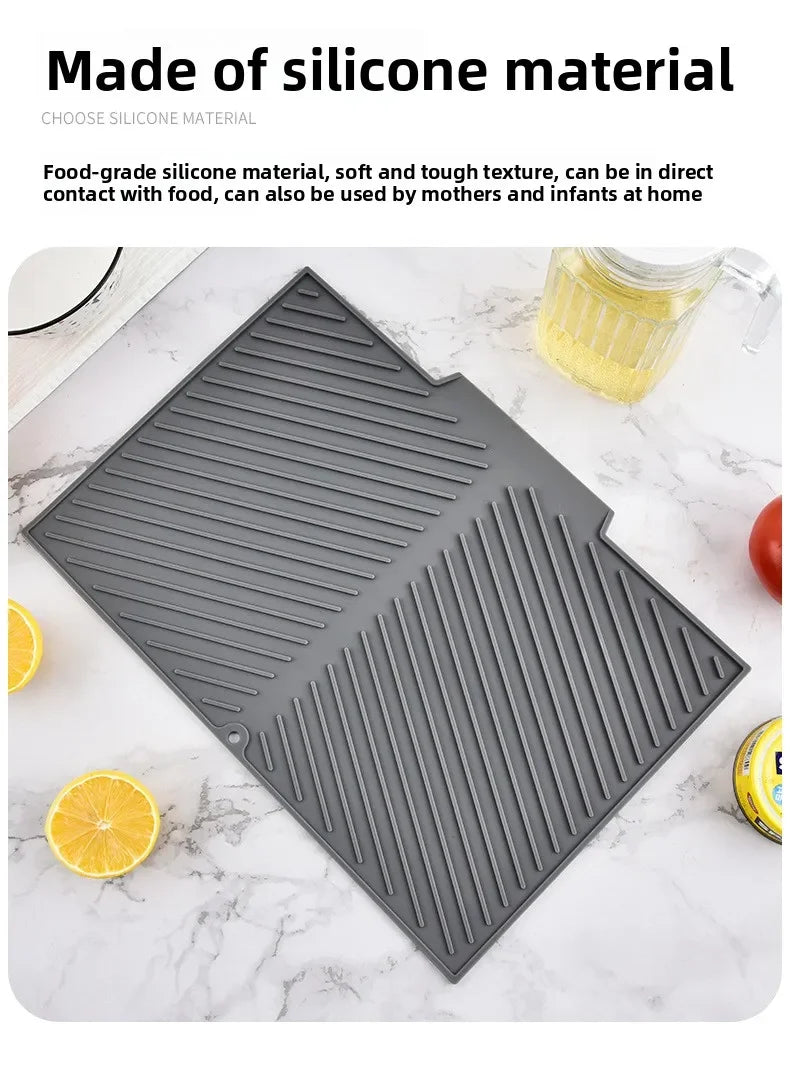 Dish Drying Mat-Silicone Drying Pad Counter Non-Slip Drain