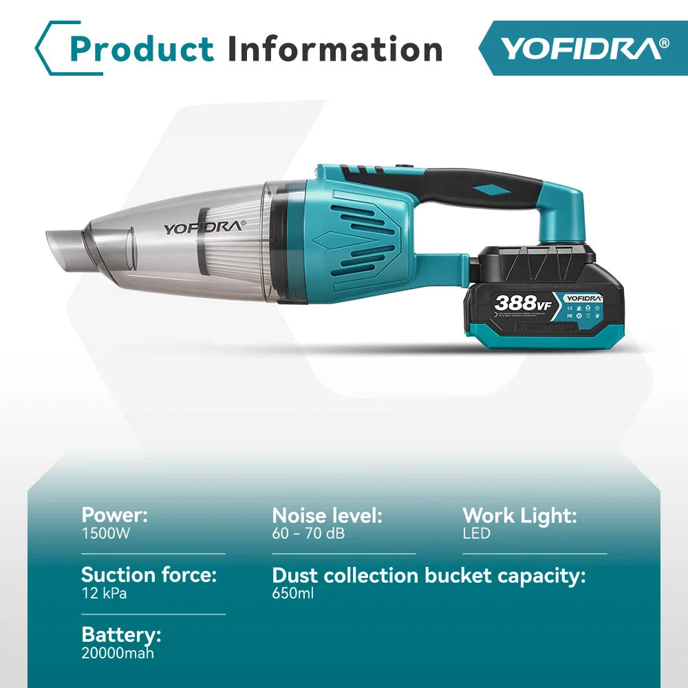 Yofidra 12kpa Electric Vacuum Cleaner Cordless 1500w Cleaner