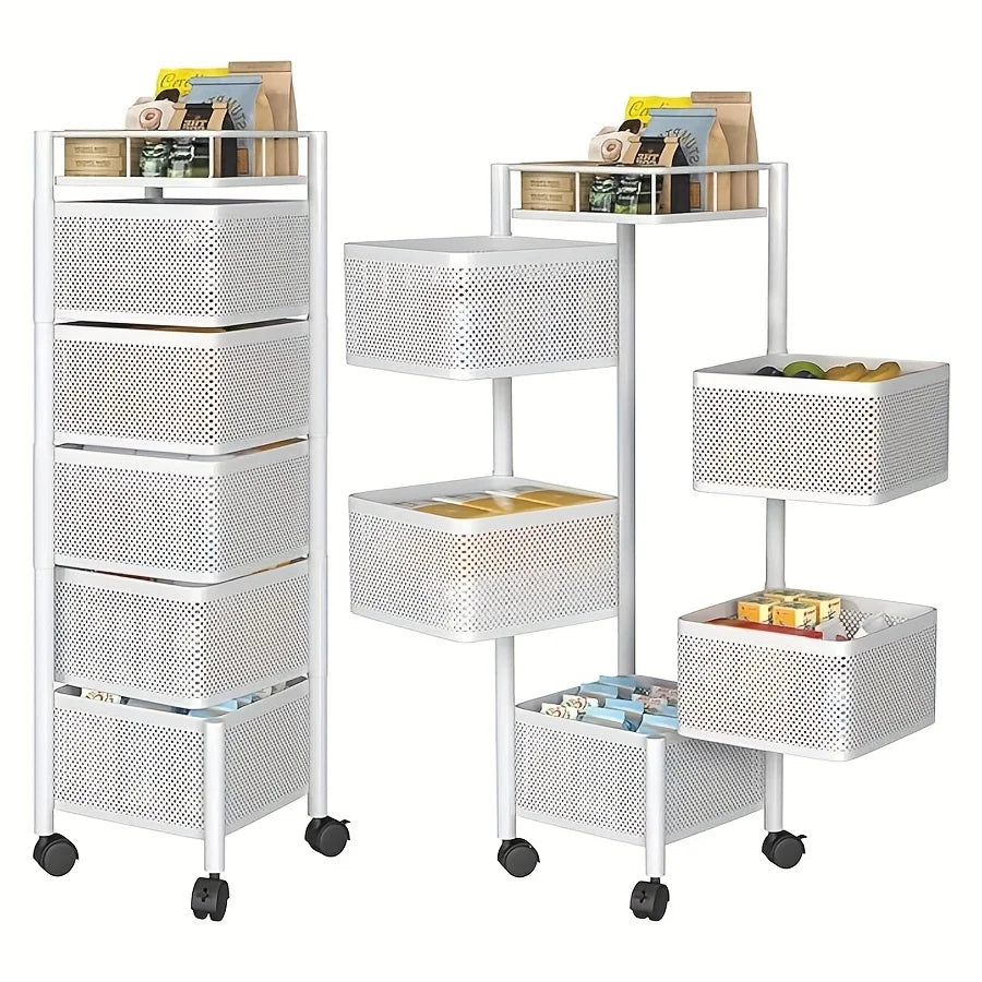 Storage Shelf Rotating 5-Tier Metal Fruit Vegetable Basket