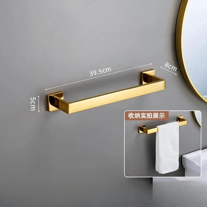 Polished Golden Bathroom Hardware Hook Towel Bar Toilet