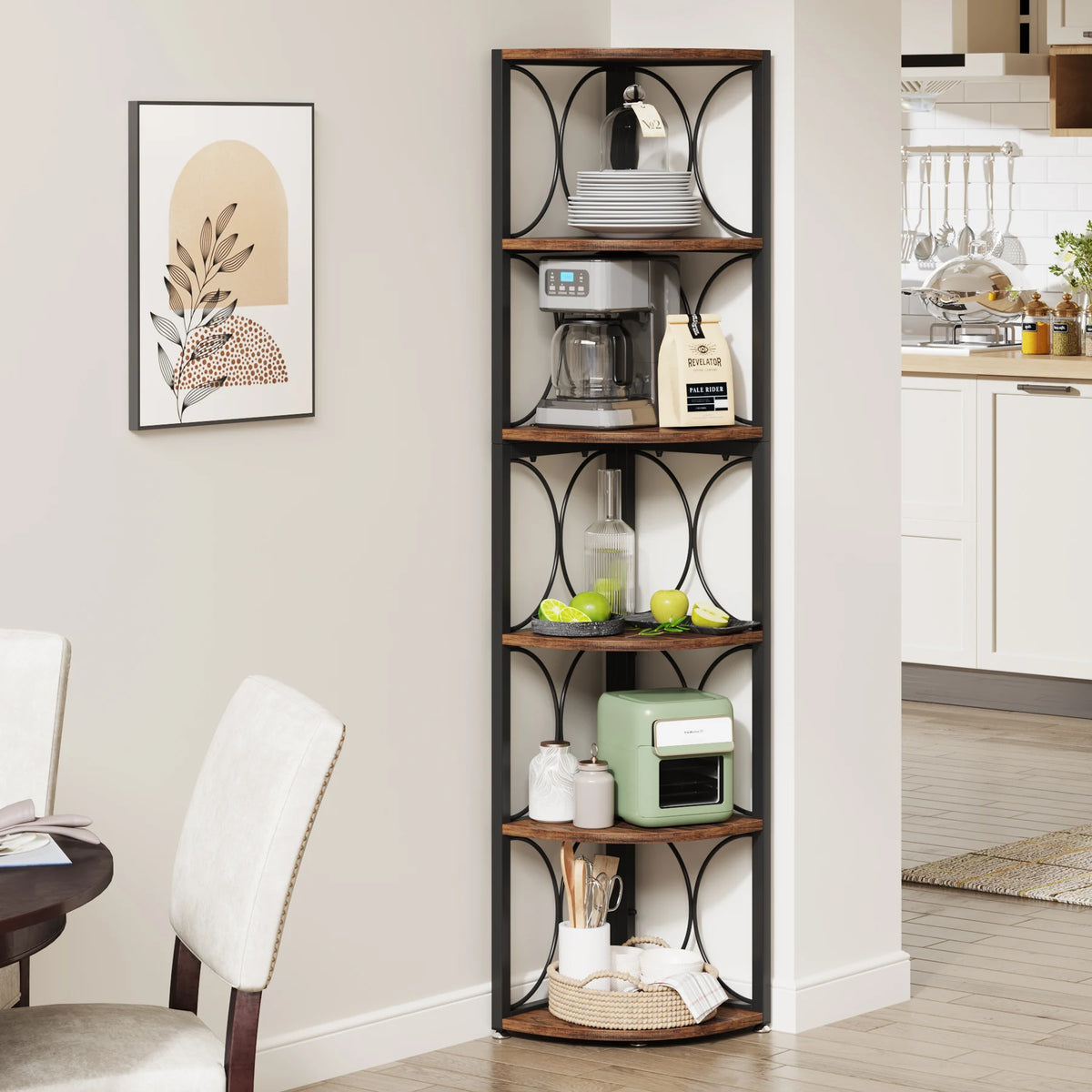 Tribesigns Tier Tall Corner Shelf 61 Inch Rustic