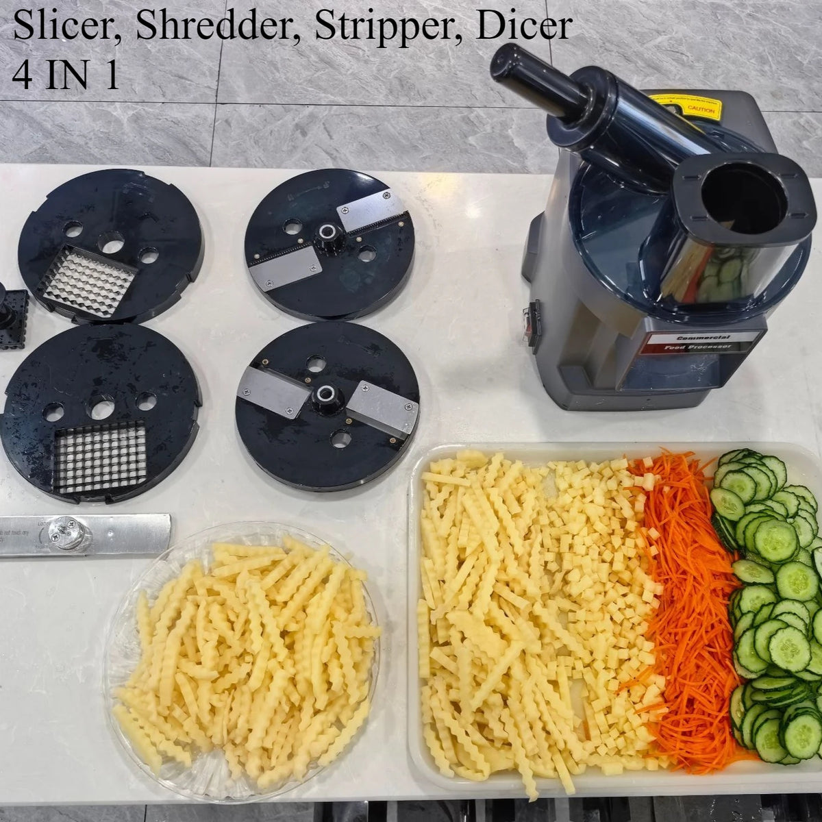 In Dual-Feed Electric Food Chopper Automatic Potato Dicer