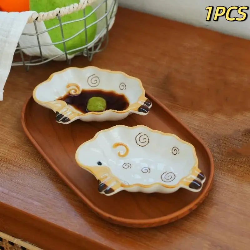 1pcs Cute Alpaca Shaped Ceramic Dipping Sauce Dish
