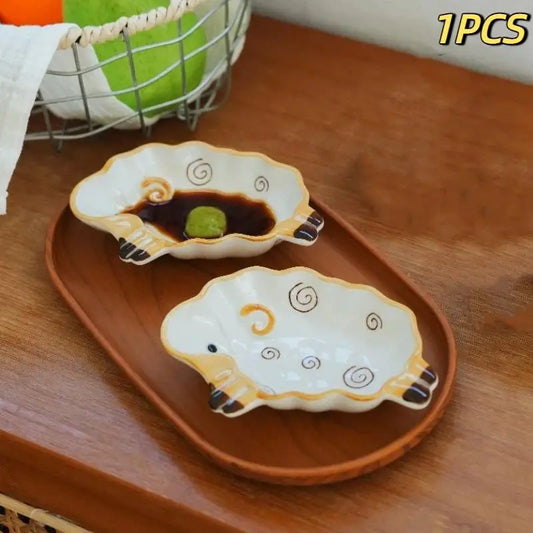 1pcs Cute Alpaca Shaped Ceramic Dipping Sauce Dish