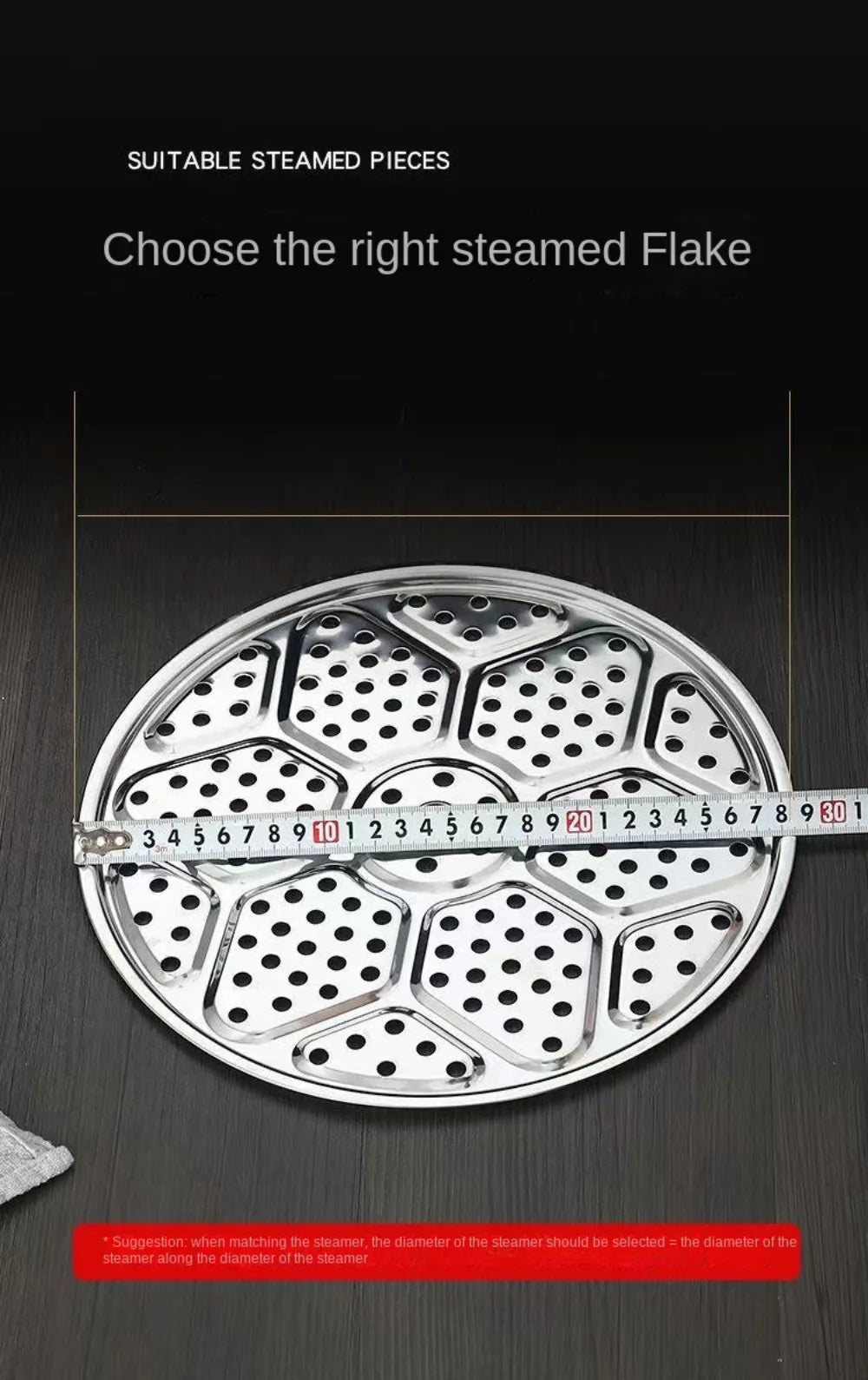 Durable Stainless Steel Steamer 16-34cm Compartment Steamed Rice