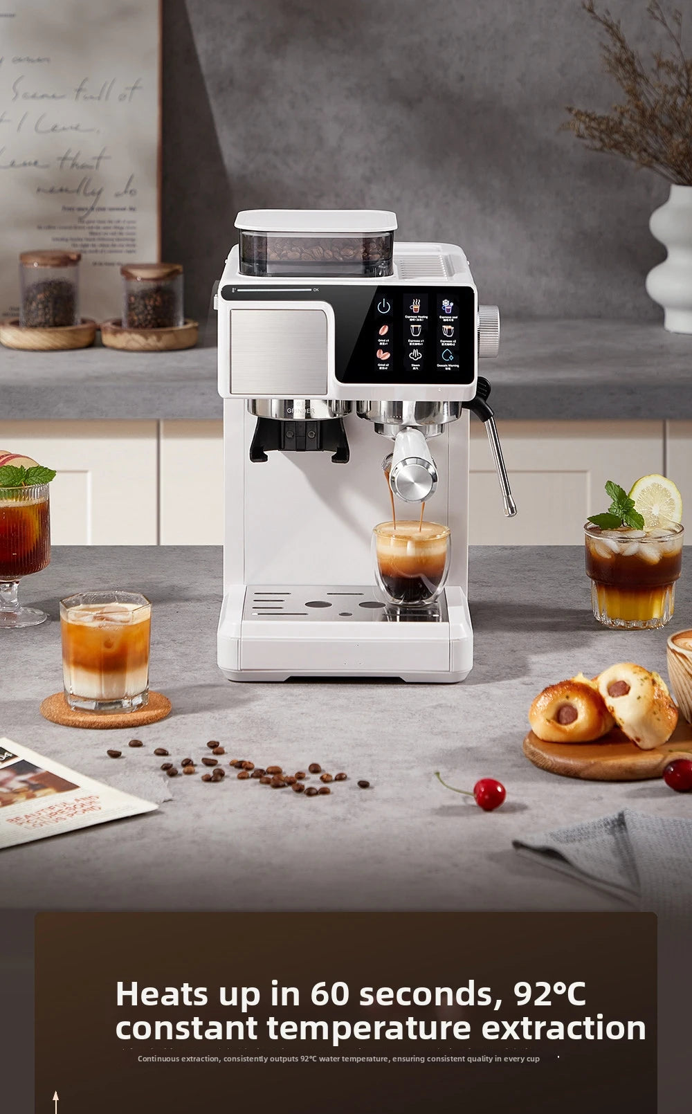 2-In-1 Cold & Coffee Maker Built-In Grinder &