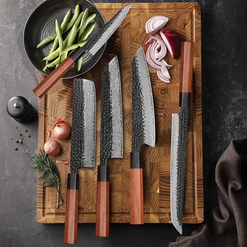 Young Japanese Hand Forged Chef Knife Damascus Steel