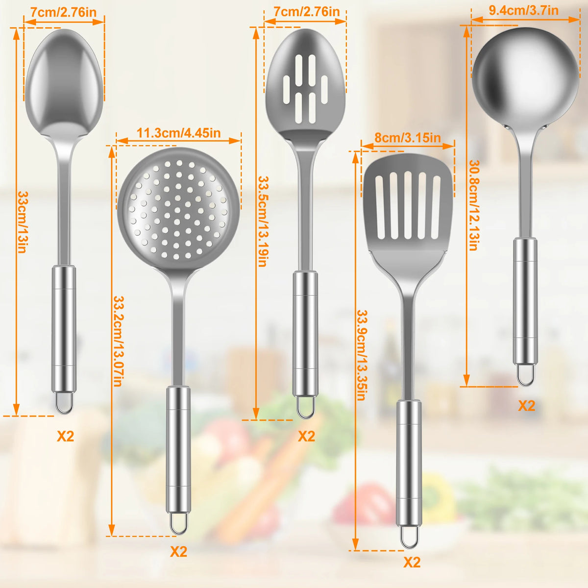 5/10pcs Cooking Utensils Stainless Steel Shovel Soup Spoon
