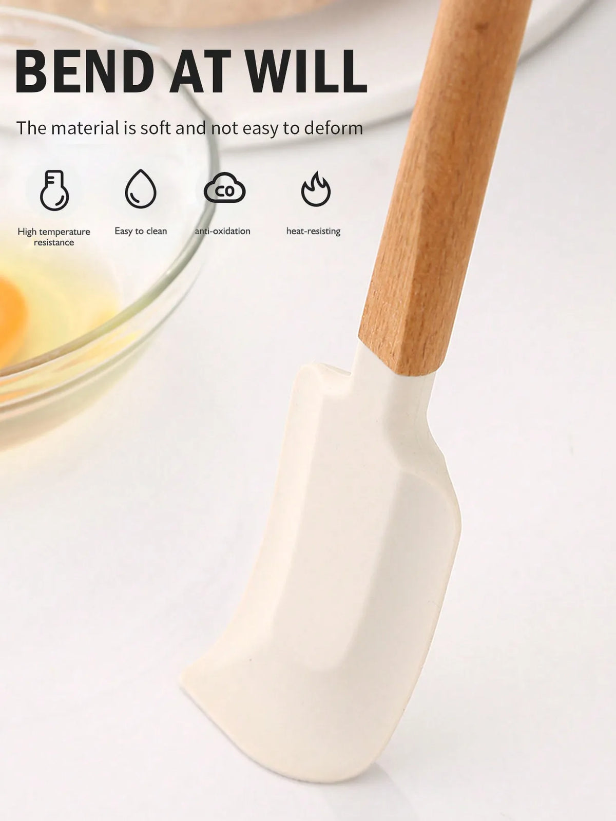 Silicone Scraper Spatula Food Grade Heat Resistant Baking