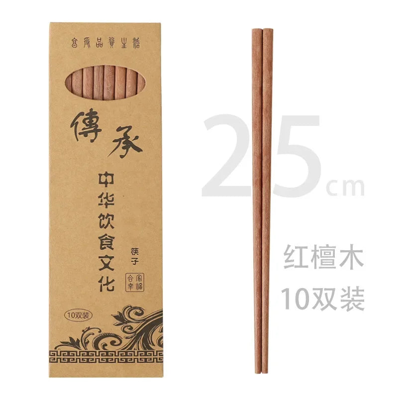 10 Pairs Natural Rosewood Chopsticks Reusable Healthy Chinese