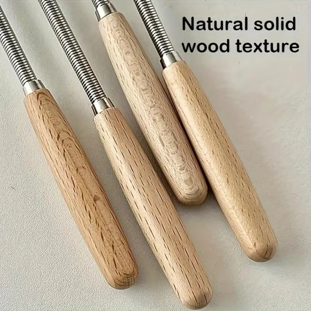 Solid Wood Handle Whisk Stainless Steel Wire Design