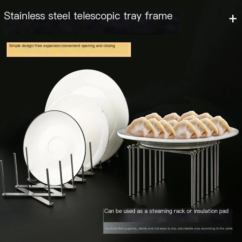 Stainless Steel Dish Rack - Adjustable Drainer Foldable