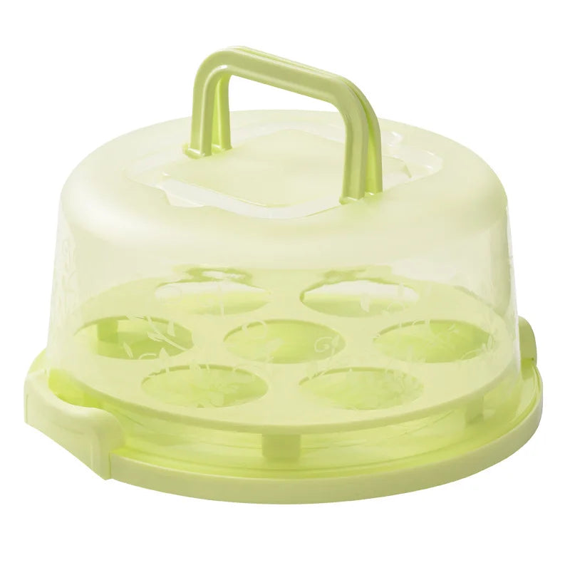 Plastic Round Cake Box Carrier Handle Pastry Storage