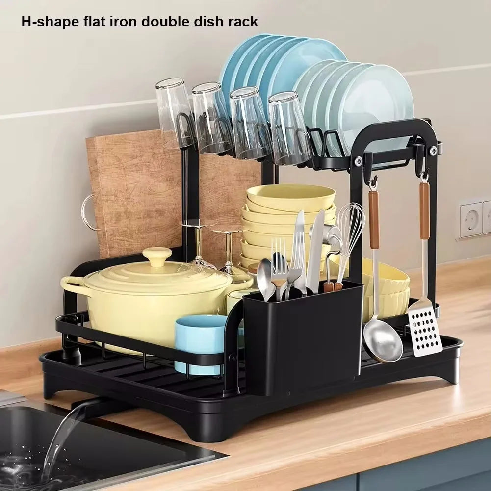 Tier Dish Bowl Drainer Storage Rack Dish Drying