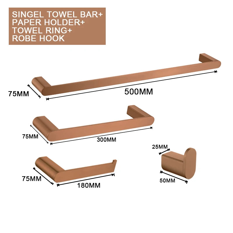 Brushed Rose Gold Toilet Paper Holder Towel Bar