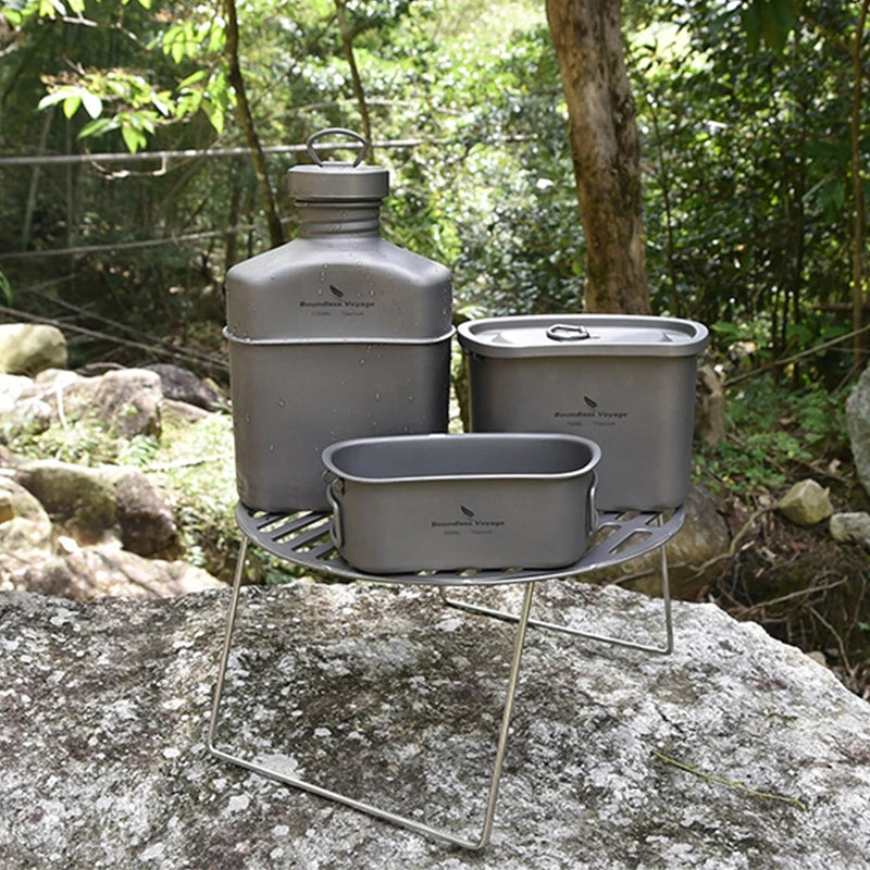 Boundless Voyage Cooking Titanium Military Canteen Bottle Outdoor
