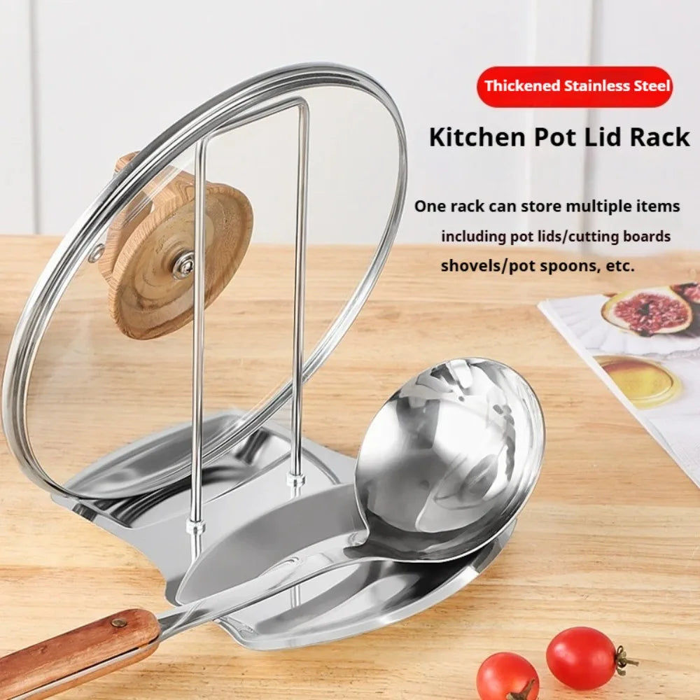 Pot Lid Holder Spoon Rest Stainless Steel Utensils