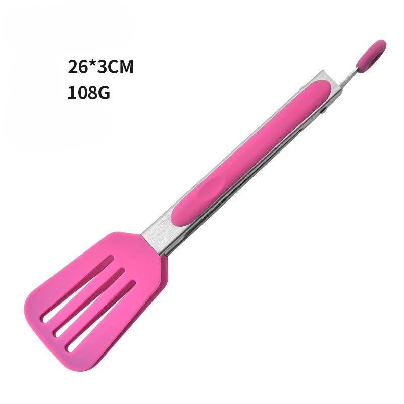 Cooking Non-Stick Tongs Stainless Steel Handle Utensil Pizza