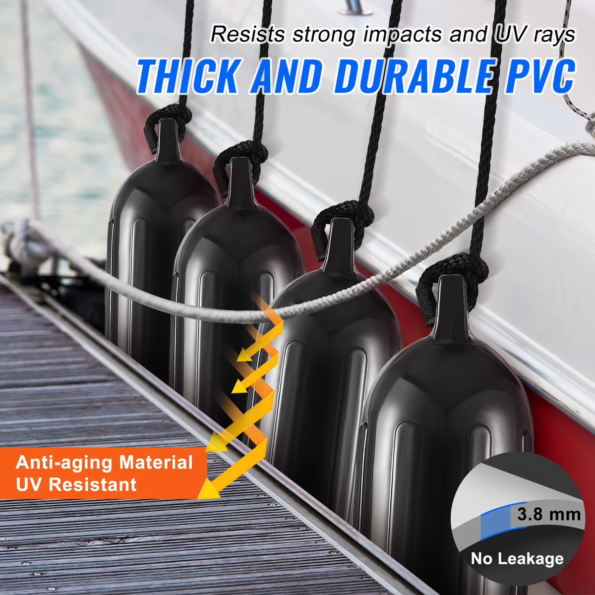 Succebuy Inflatable Ribbed Fender Center Holes Marine Boat