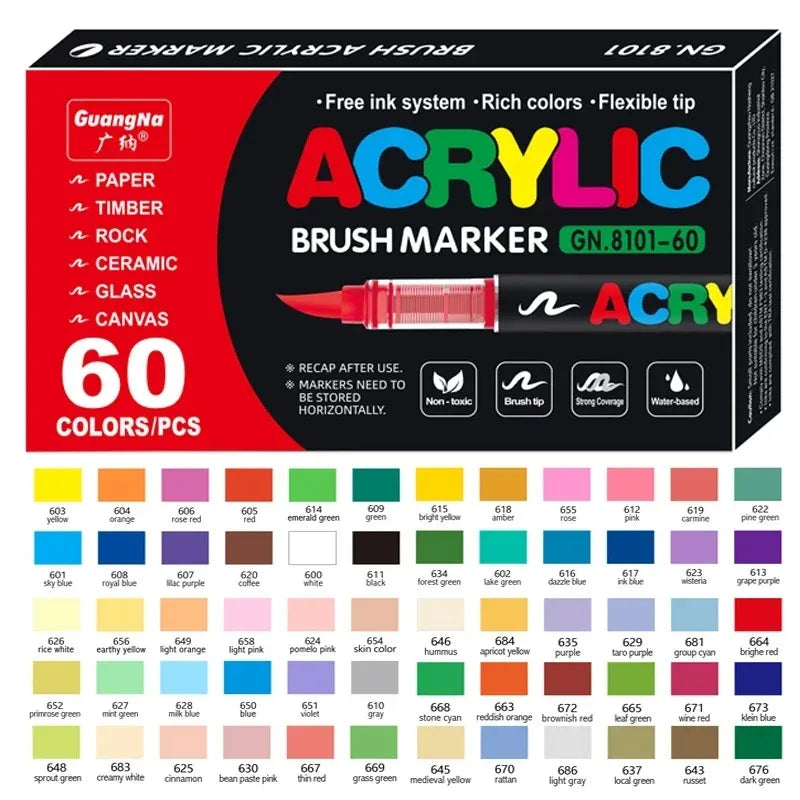 12-408 Colors Acrylic Paint Pen Acrylic Markers Brush