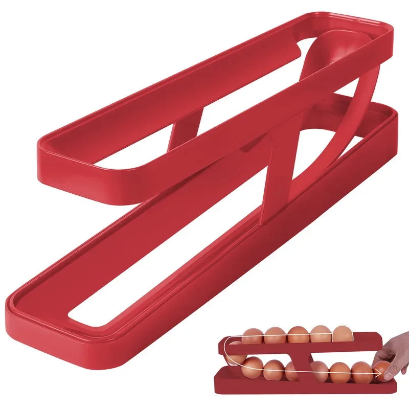 Automatic Rolling Egg Holder Rack Fridge Storage Box