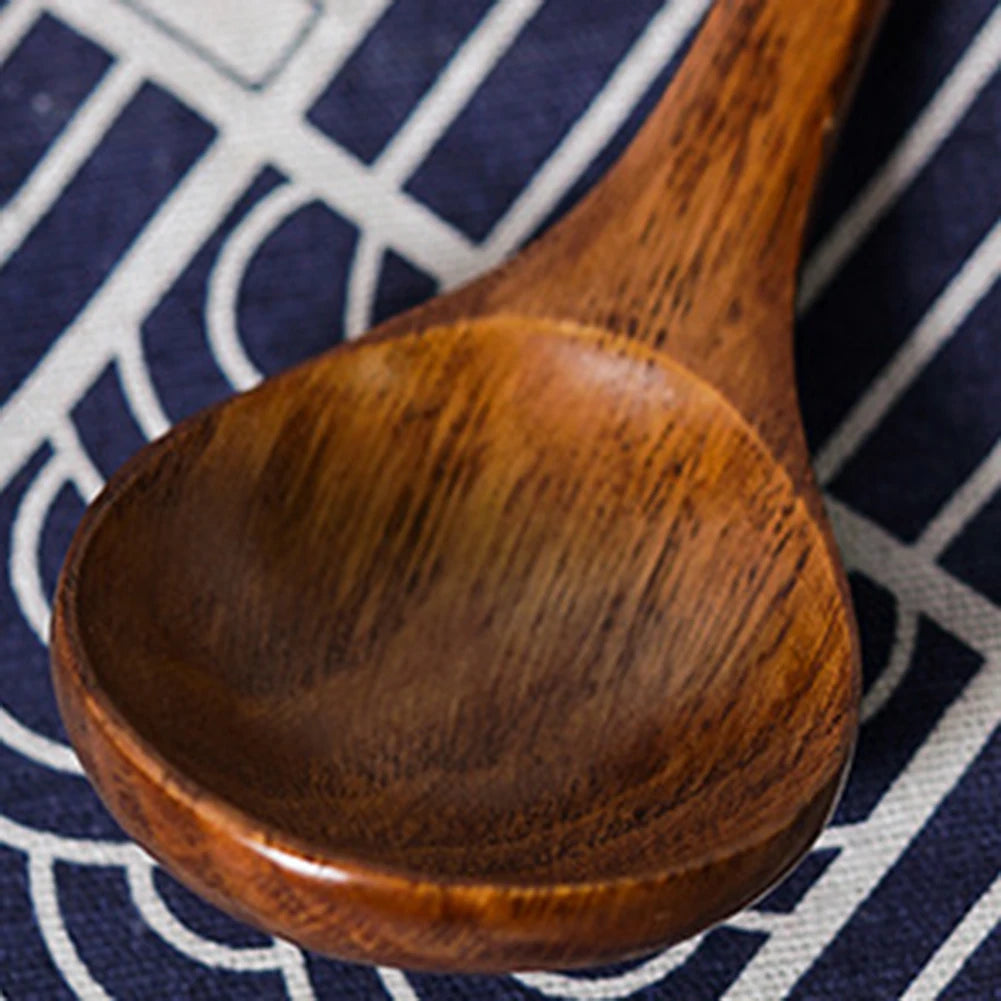 1pc Wooden Soup Spoon Long Handle Dessert Rice