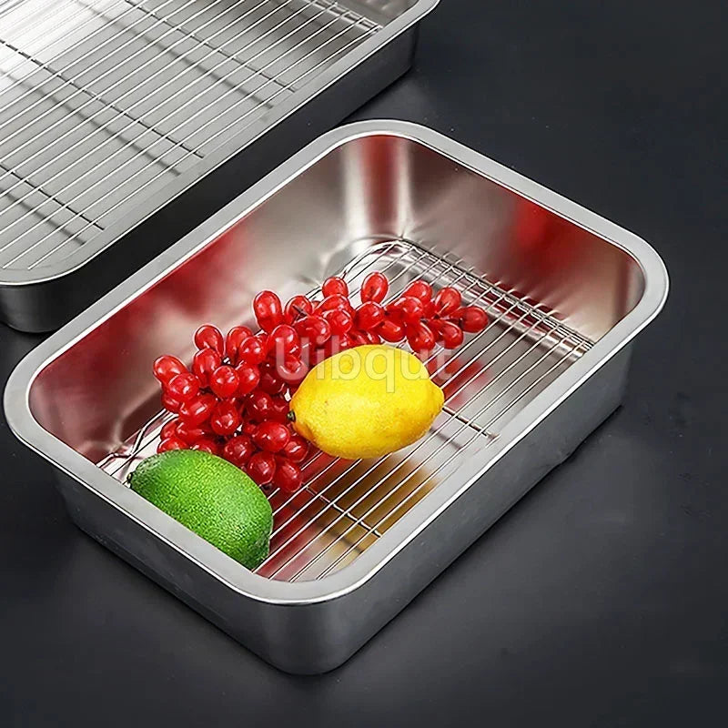 Thicken Stainless Steel Serving Tray Lid Rectangle Metal