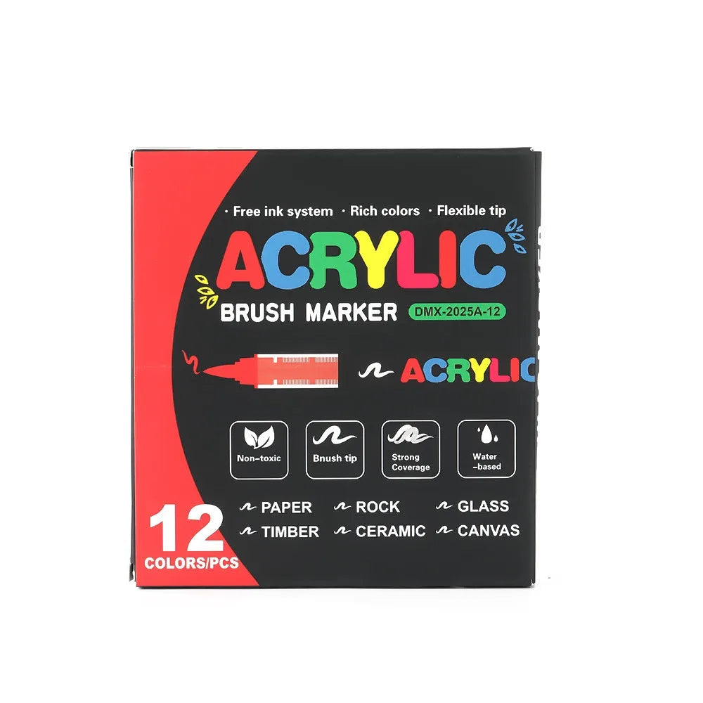 12-408 Colors Acrylic Paint Pen Acrylic Markers Brush