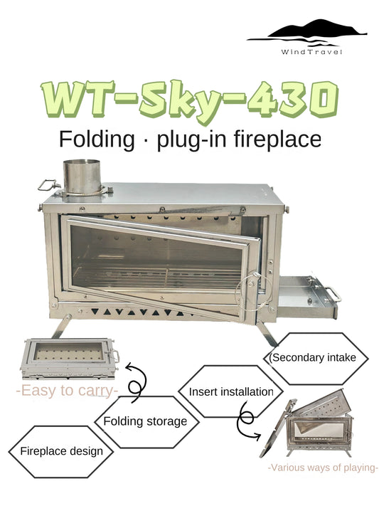 Wt-Sky-430 Folding Fireplace Wood Stove Secondary Air Intake