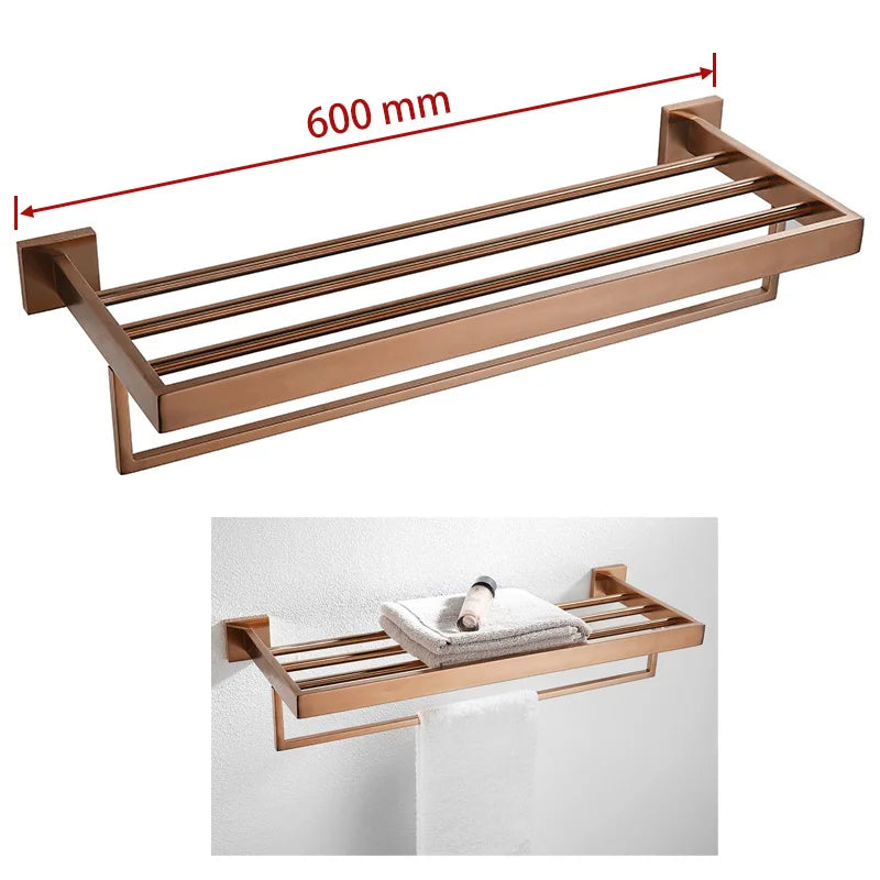 Brushed Rose Gold Bathroom Hardware Square Bath Toilet